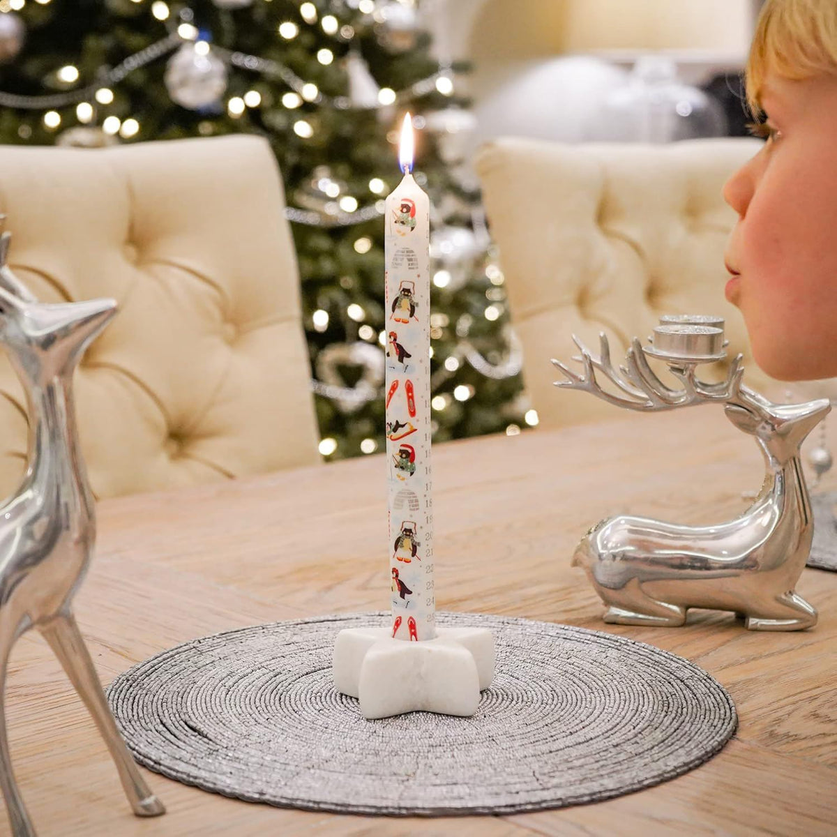 Set of 2 Winter Wonderland Christmas Advent Candles | Advent Christmas Candles Advent Candle - Tophatter Daily Deals