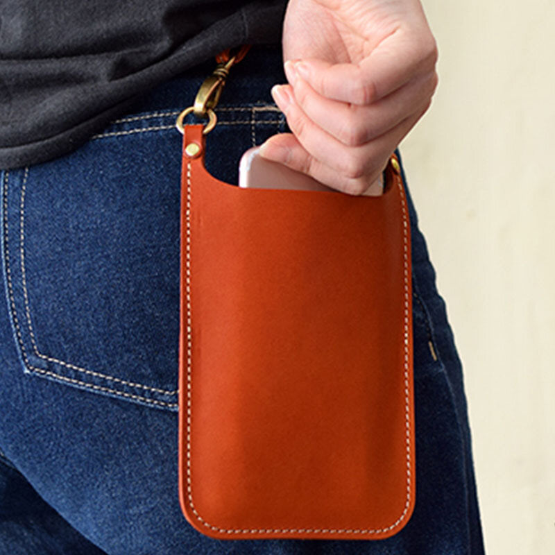 Best to Couples Gifts Phone Bag For Men Women Genuine Leather Vintage Orange Phone Bag Men Bags - Tophatter Daily Deals