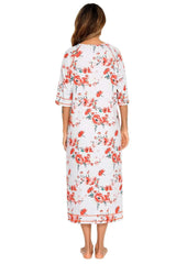 Printed Slit Night Dress with Pockets Sleep Dresses - Tophatter Daily Deals