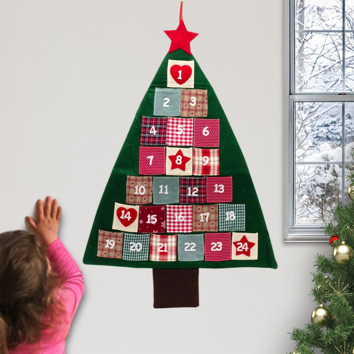 Christmas Tree Advent Calendar | Reusable 24 Pocket Advent Calendar - 90cm Advent Calendar - Tophatter Daily Deals