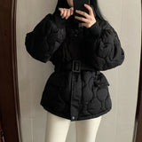 Insulating Cozy Women Quilted Coat - Oversized Cotton Winter Black 3D Changing Face Moving Picture Frame - Tophatter Daily Deals