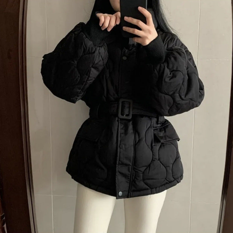 Insulating Cozy Women Quilted Coat - Oversized Cotton Winter Black 3D Changing Face Moving Picture Frame - Tophatter Daily Deals