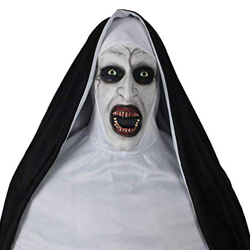 Glowing Latex Horror Mask Nun Hood Halloween Party 2025 3D Changing Face Moving Picture Frame - Tophatter Daily Deals