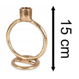 Round Ring Gold Metal Candlestick | Tapered Dinner Candle Holder - 15 cm Candle Holder - Tophatter Daily Deals