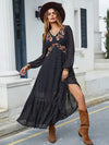 Embroidered V-Neck Long Sleeve Dress Casual Dresses - Tophatter Daily Deals