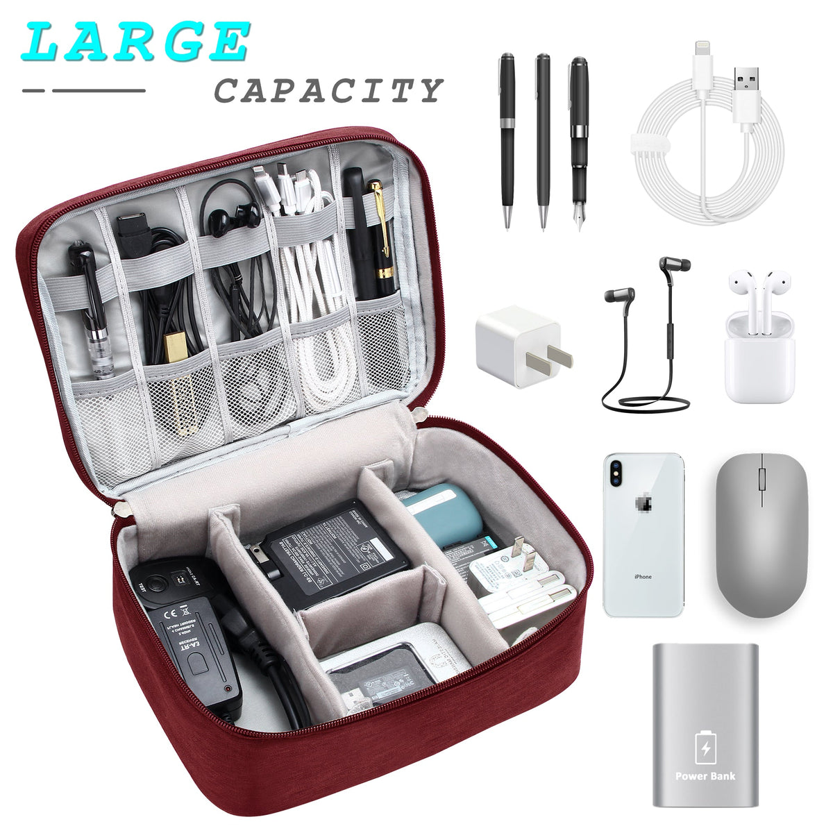 Travel Electronics and Cable Organizer Case Travel Organizer - Tophatter Daily Deals