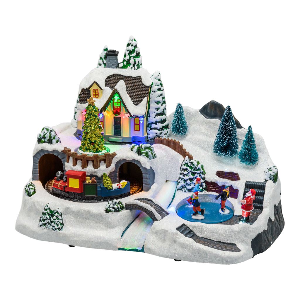 Enchanted Forest LED Christmas Scene | Light-up Village with Movement - 37cm LED Light - Tophatter Daily Deals