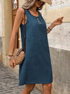 Pocketed Decorative Button Sleeveless Dress Casual Dresses - Tophatter Daily Deals