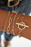 Gold 5pcs Rhinestone Chain Bracelet Set Bracelets - Tophatter Daily Deals