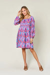 Double Take Full Size Printed Long Sleeve Dress Casual Dresses - Tophatter Daily Deals