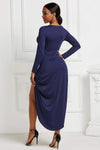 High-low Ruched Surplice Long Sleeve Dress Cocktail Dresses - Tophatter Daily Deals