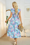 Floral V-Neck A-Line Midi Dress Casual Dresses - Tophatter Daily Deals