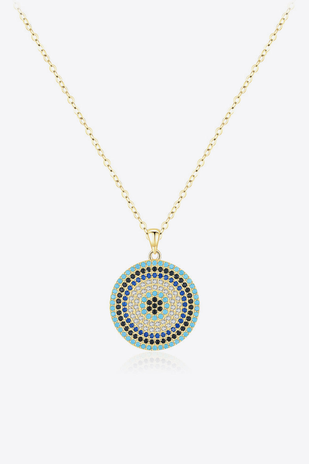 925 Sterling Silver Round Shape Artificial Turquoise Pendant Necklace Gold One Size Necklaces - Tophatter Daily Deals