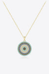 925 Sterling Silver Round Shape Artificial Turquoise Pendant Necklace Gold One Size Necklaces - Tophatter Daily Deals