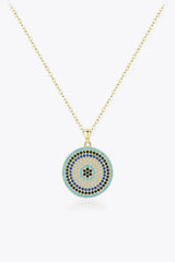 925 Sterling Silver Round Shape Artificial Turquoise Pendant Necklace Gold One Size Necklaces - Tophatter Daily Deals