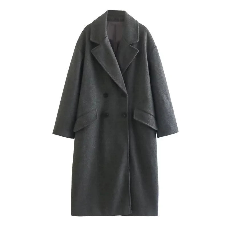 Oversized Women Coat - Double Breasted, Polyester, Citywear Dark Gray 3D Changing Face Moving Picture Frame - Tophatter Daily Deals