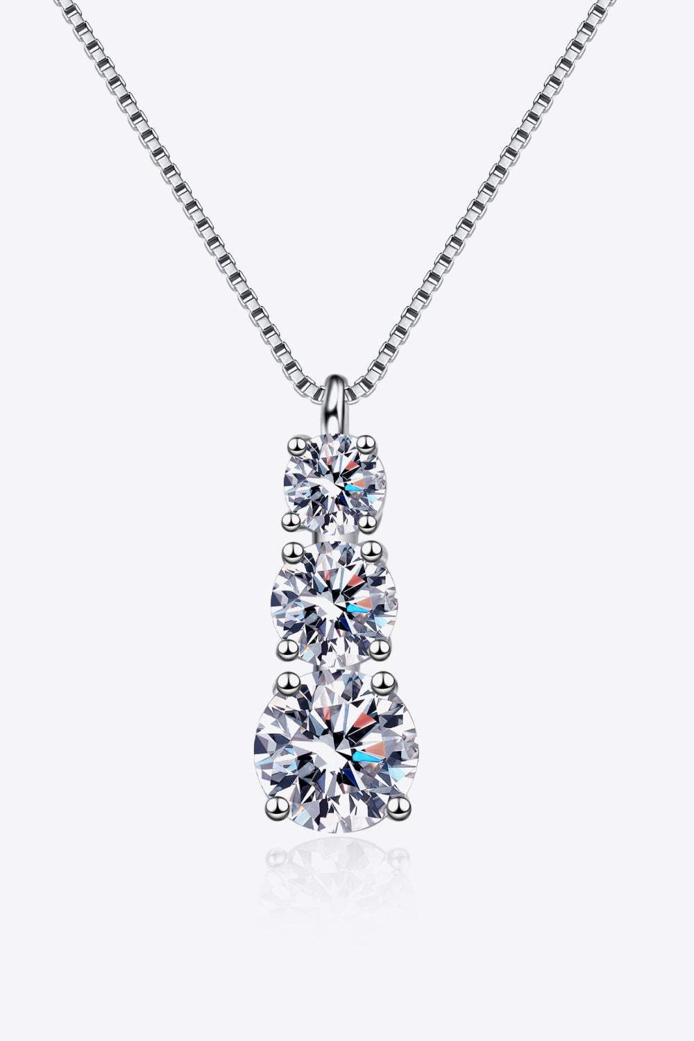 Moissanite Triple-Pendant Necklace Silver One Size Necklaces - Tophatter Daily Deals