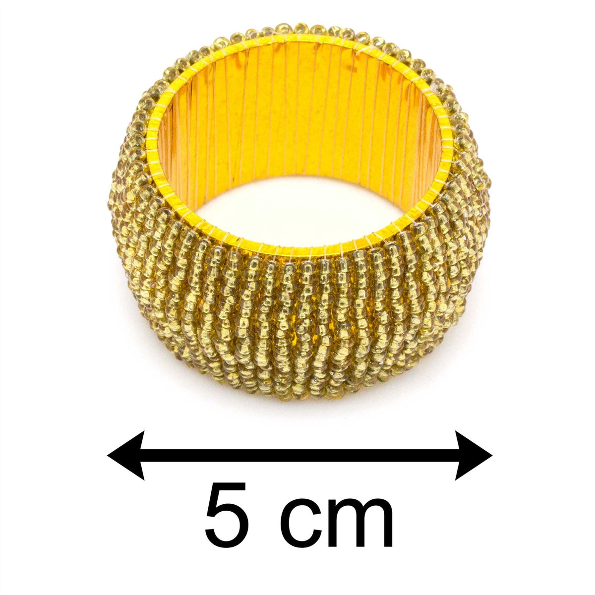 Set Of 4 Deluxe Gold Napkin Rings | Christmas Napkin Holder | Chic Beaded Glass Serviette Rings Table Napkin Holder Napkin Rings - Tophatter Daily Deals