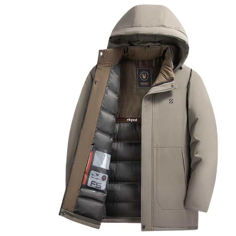 Insulating Men’s Down Parka - Hooded Corduroy, Winter Ready 3D Changing Face Moving Picture Frame - Tophatter Daily Deals