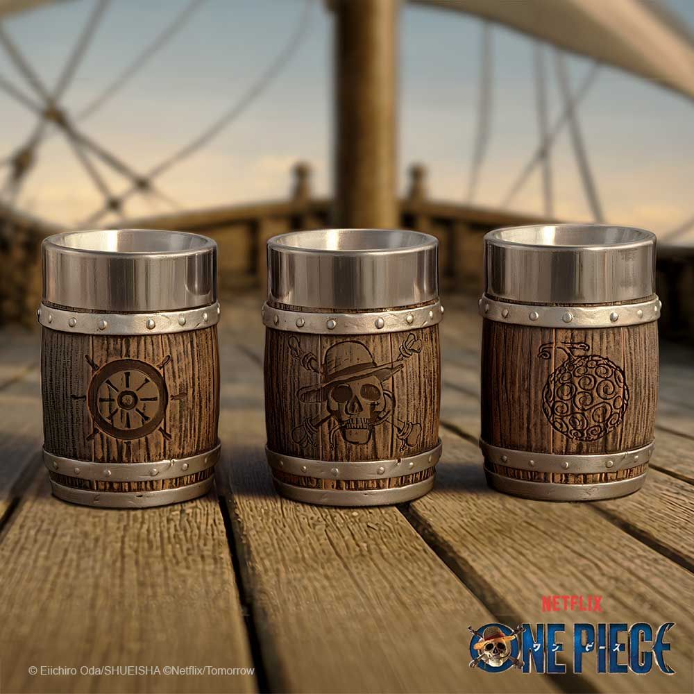 One Piece – Barrel Shot Glass Set of 3 Shot Glass Set - Tophatter Daily Deals