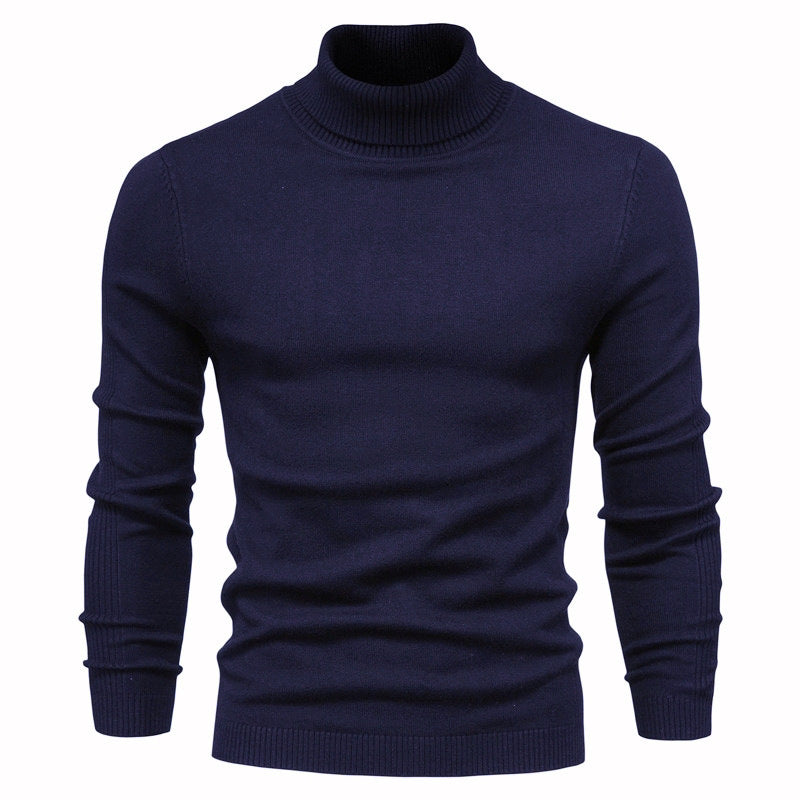 Soft Men's Turtleneck Sweater - Slim Fit Viscose Winter Navy Blue 3D Changing Face Moving Picture Frame - Tophatter Daily Deals