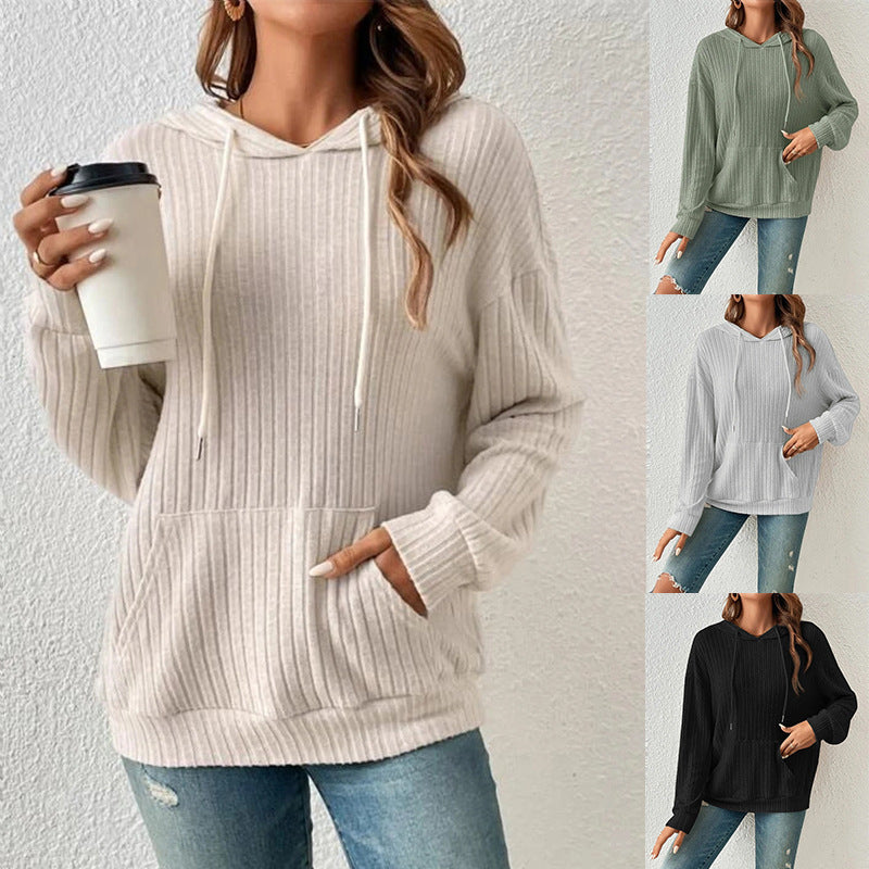 Soft Relaxed Women's Hooded Pullover - Ribbed Knit, Casual 3D Changing Face Moving Picture Frame - Tophatter Daily Deals