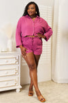 Basic Bae Buttoned Long Sleeve Top and Shorts Set Loungewear Sets - Tophatter Daily Deals