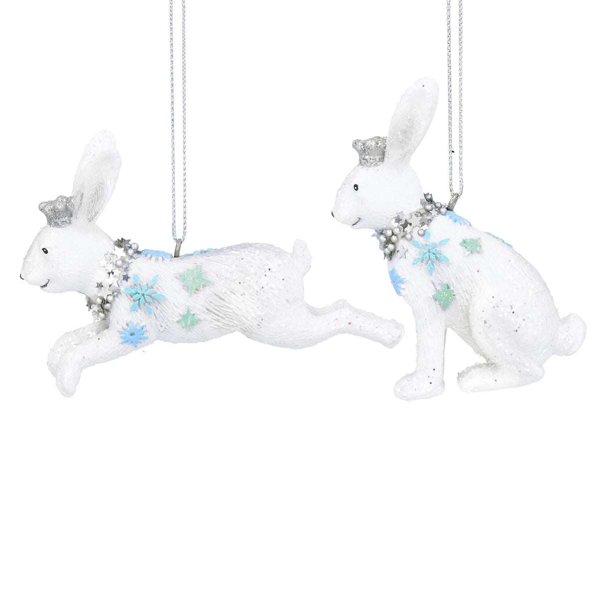 White Hare Christmas Tree Bauble | Resin Rabbit Christmas Tree Ornament - 10cm Baubles - Tophatter Daily Deals