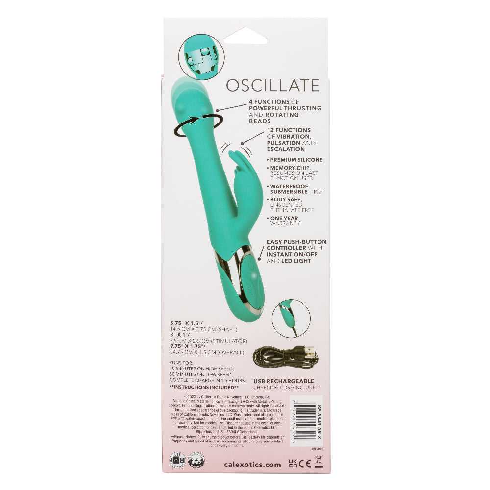 CalExotics Enchanted Oscillate Teal with Thrusting and Rotating, Rechargeable, Waterproof Silicone, 8.5 Inches > Vibrators > Ladies > Rabbit - Tophatter Daily Deals