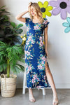 Heimish Full Size Floral Short Sleeve Slit Dress Casual Dresses - Tophatter Daily Deals