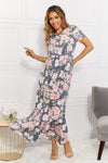 BOMBOM In Bloom Floral Tiered Maxi Dress Mid Gray Casual Dresses - Tophatter Daily Deals