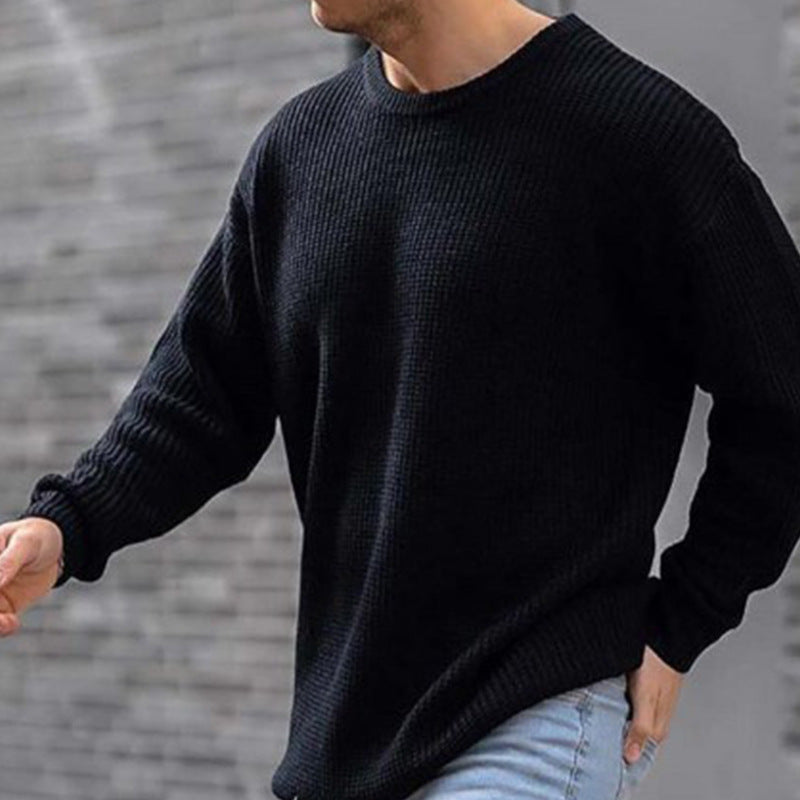 Soft Classic Men's Waffle Knit Sweater - Crew Neck Acrylic 3D Changing Face Moving Picture Frame - Tophatter Daily Deals