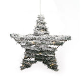 Snow Topped Hanging Christmas Star Light | Snow Star Decoration With 20 LED Lights Battery Operated | Christmas Window Lights - 30cm Ornament - Tophatter Daily Deals