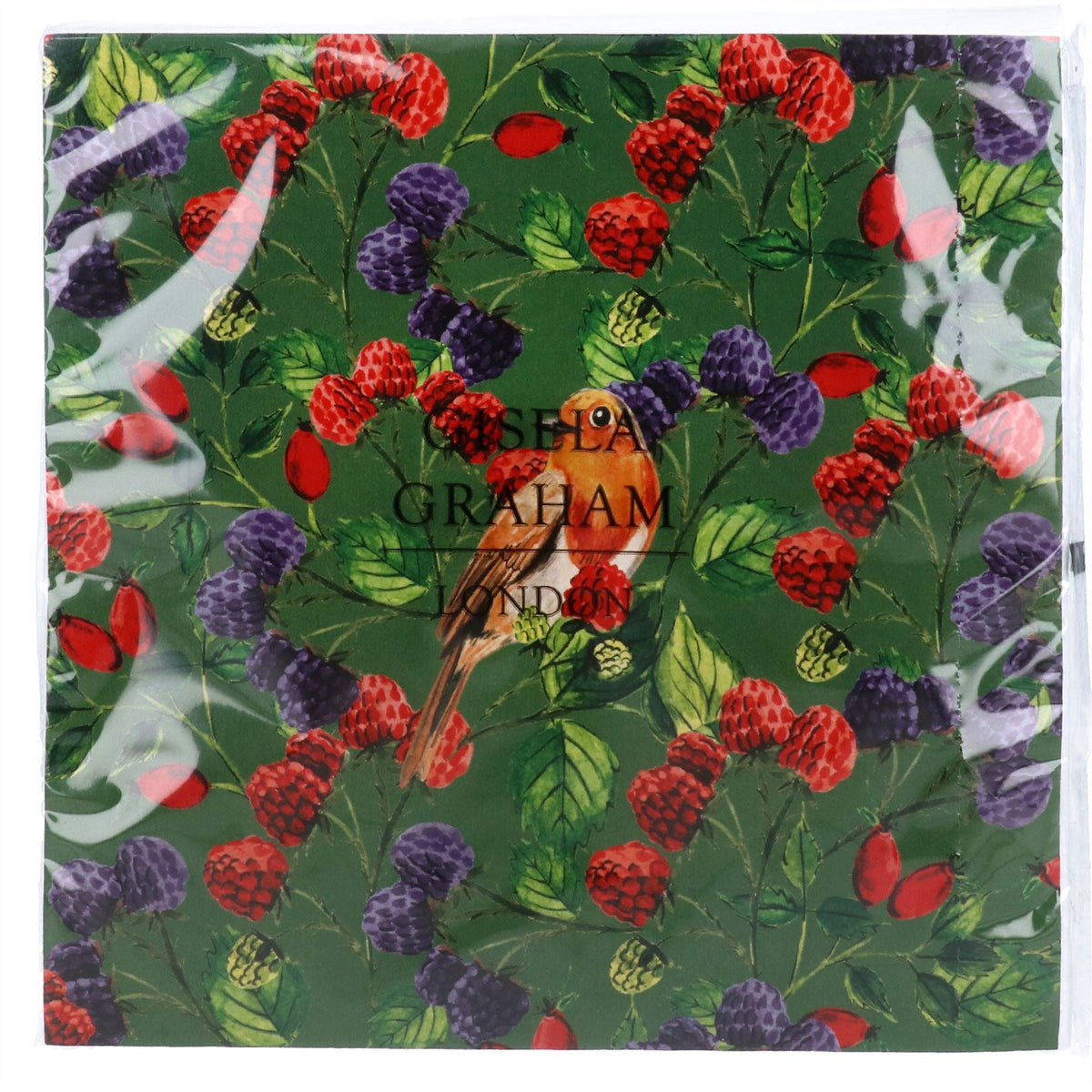 Pack of 20 Robin & Berries Christmas Napkins | Festive Paper Napkins - 33cm Napkins - Tophatter Daily Deals