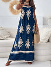 Printed Spaghetti Strap Sleeveless Maxi Dress Navy Casual Dresses - Tophatter Daily Deals