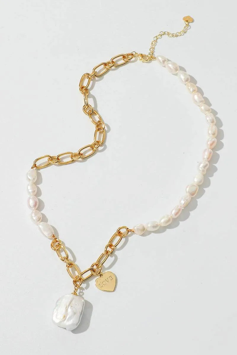 Gold Chain & Pearl Necklace Necklaces - Tophatter Daily Deals