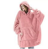 Warm Cozy Women Blanket Hoodie - Oversized Fleece Lounging Pink One size 3D Changing Face Moving Picture Frame - Tophatter Daily Deals