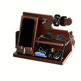 Wooden Desk Organizer Phone Docking Station Stand Mobile Accessories - Tophatter Daily Deals