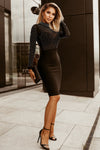 Rhinestone Mock Neck Long Sleeve Dress Cocktail Dresses - Tophatter Daily Deals