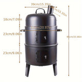 Charcoal BBQ Smoker Cast Iron Grill with Lid Outdoor Grills - Tophatter Daily Deals