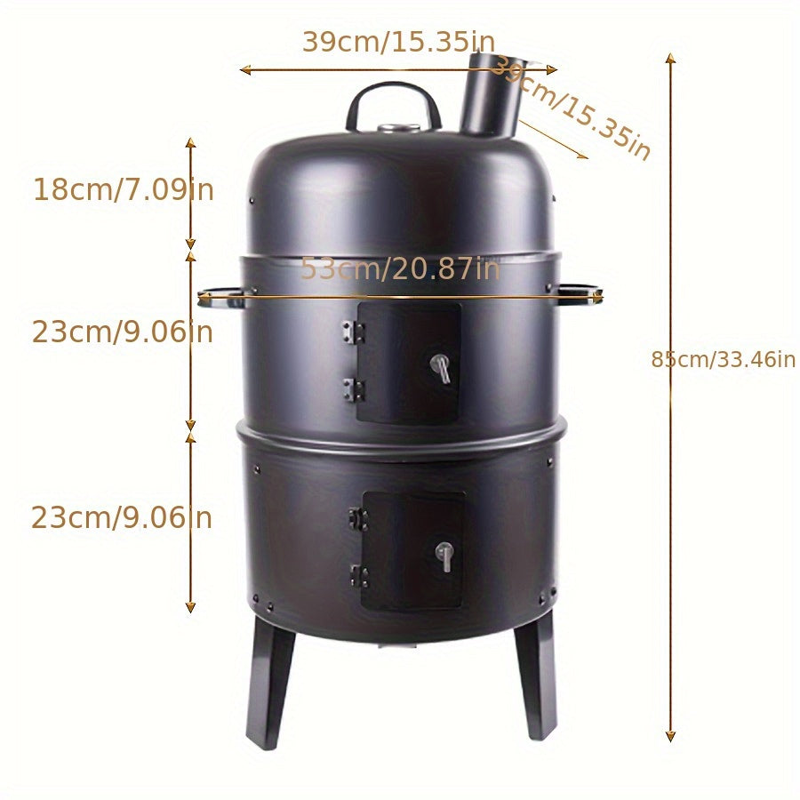 Charcoal BBQ Smoker Cast Iron Grill with Lid Outdoor Grills - Tophatter Daily Deals
