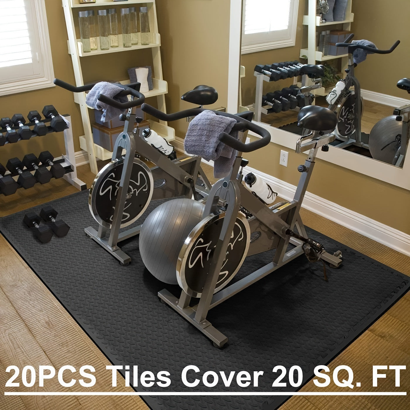 Interlocking Black EVA Fitness Mats Set (20pcs) Yoga & Pilates Mats - Tophatter Daily Deals
