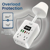 11-in-1 Multifunctional Power Strip with Desk Lamp, Clock, USB Ports & Surge Protection Electronics - Tophatter Daily Deals