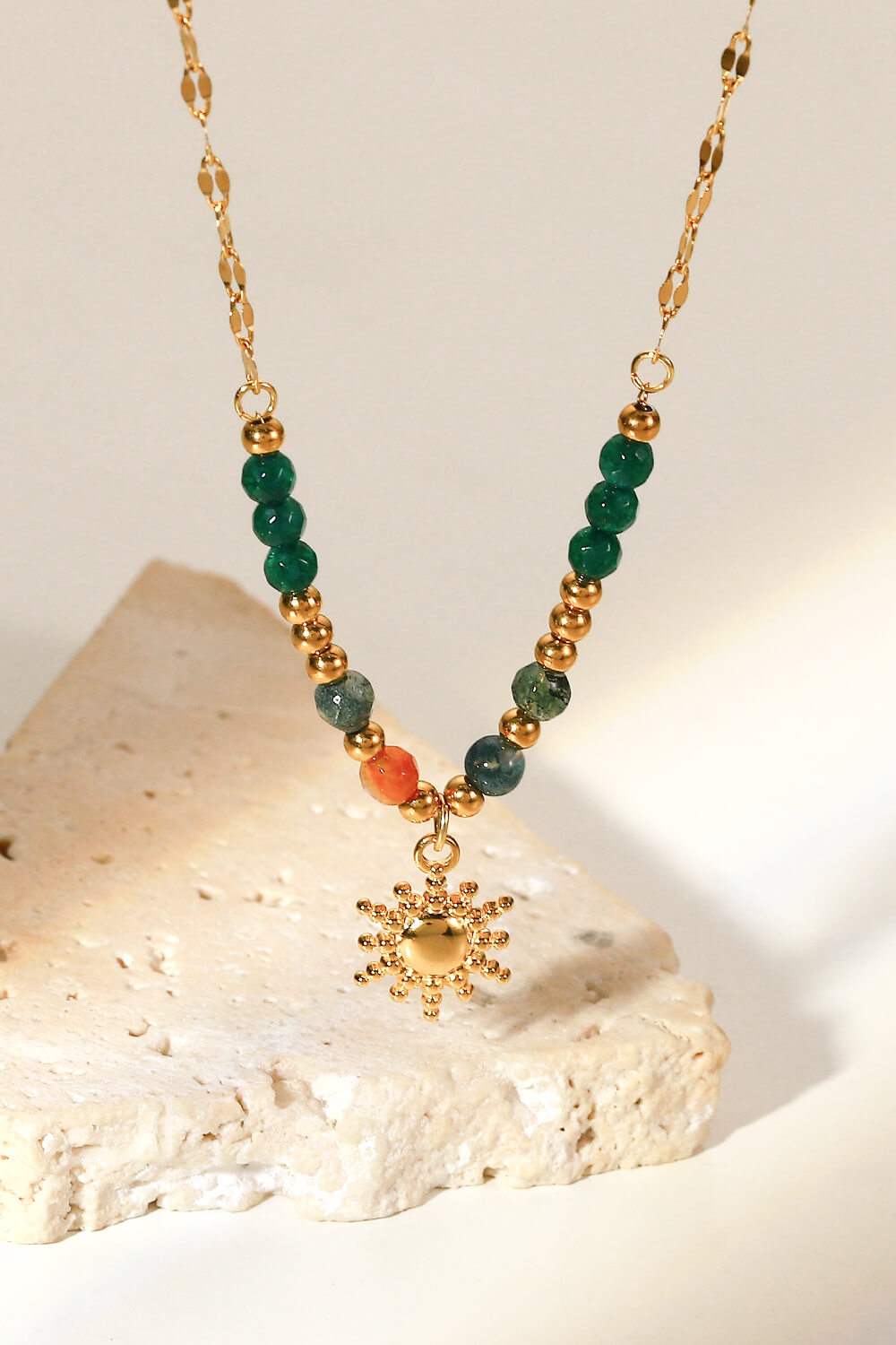 Sun Pendant Natural Stone Necklace Necklaces - Tophatter Daily Deals