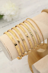 Gold 7pcs Textured Open Alloy Bangle Set Bracelets - Tophatter Daily Deals