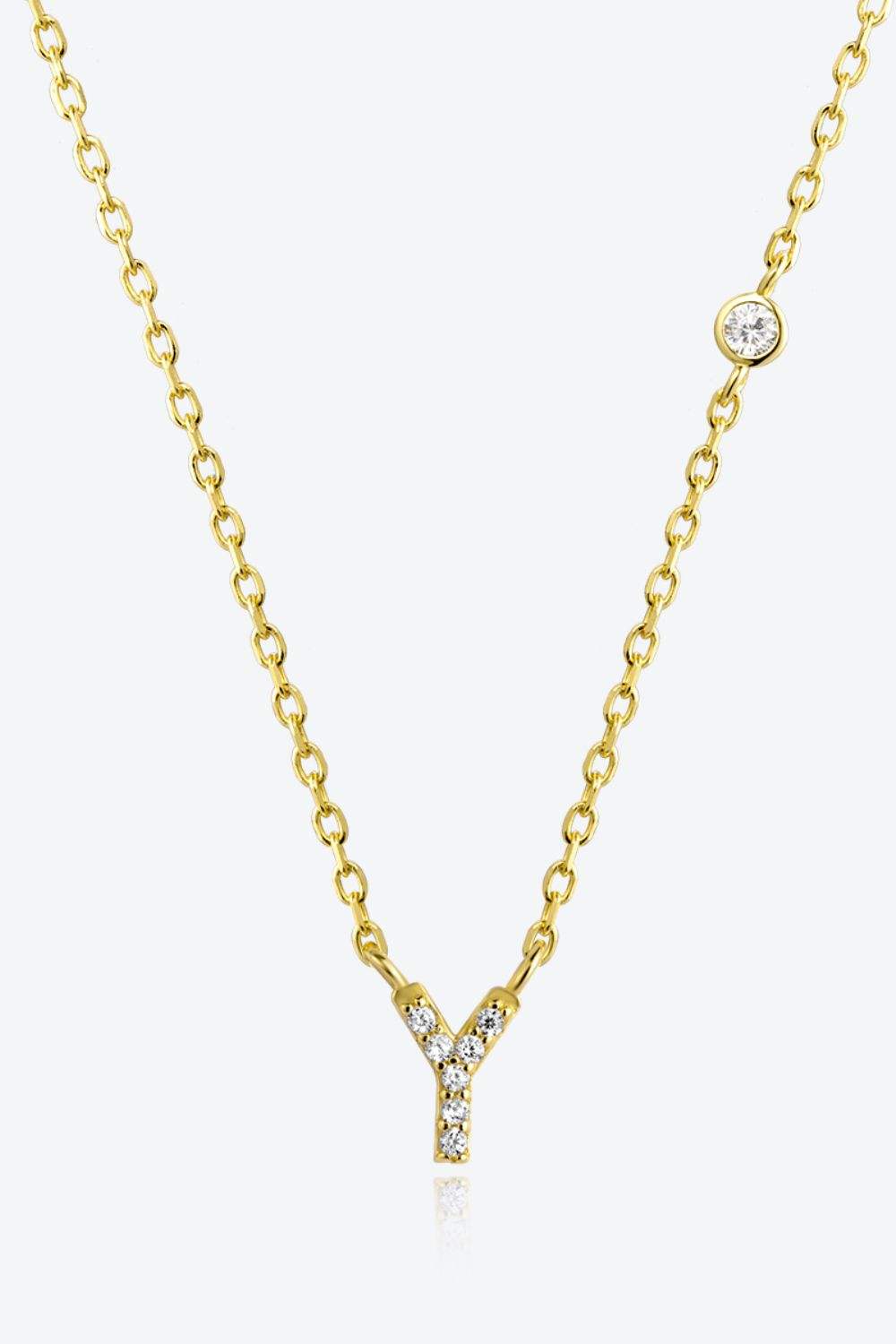 V To Z Zircon 925 Sterling Silver Necklace Y Gold One Size Necklaces - Tophatter Daily Deals