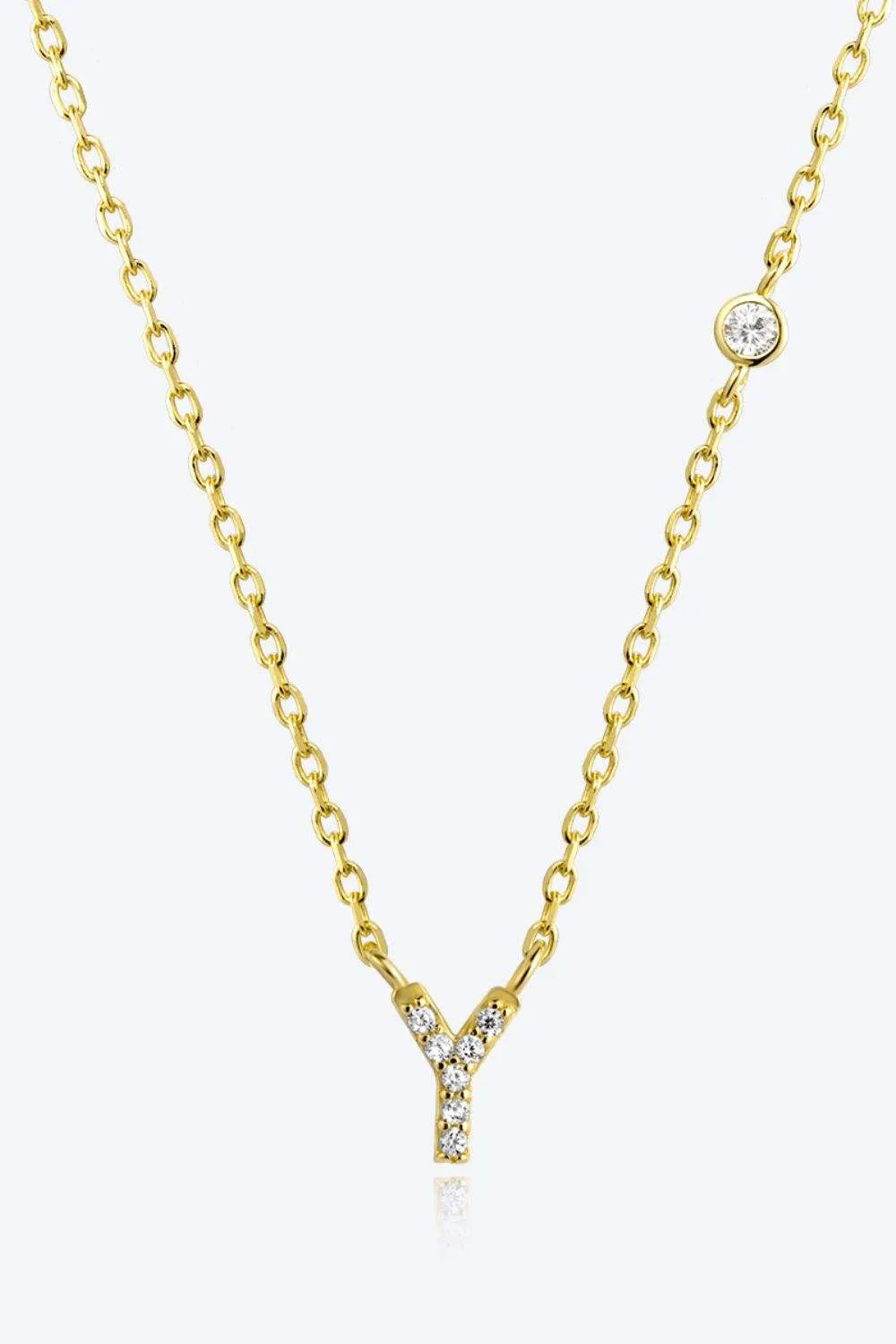 V To Z Zircon 925 Sterling Silver Necklace Y Gold One Size Necklaces - Tophatter Daily Deals
