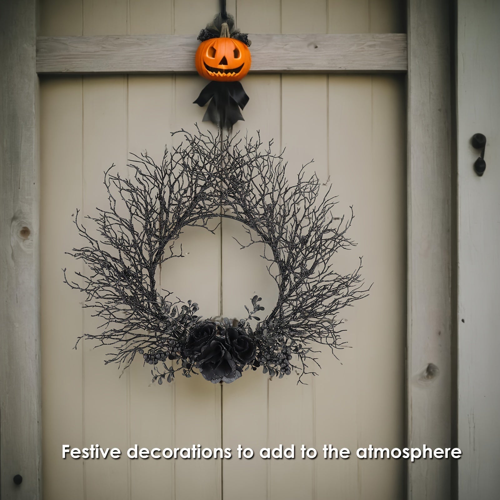 Halloween Deadwood Wreath Black Roses Wall Hanging Halloween - Tophatter Daily Deals