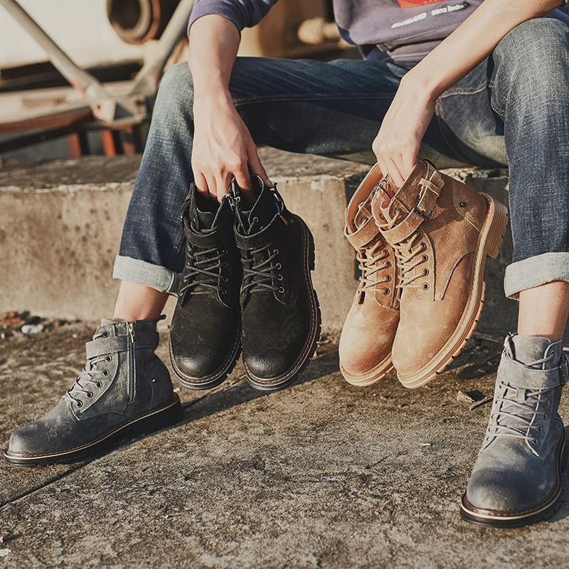 Autumn Korean Style Trendy British Short Boots Men 0 - Tophatter Daily Deals