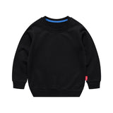 Boys Korean Round Neck Solid Color Loose Long Sleeve Pullover Black 7 - Tophatter Daily Deals
